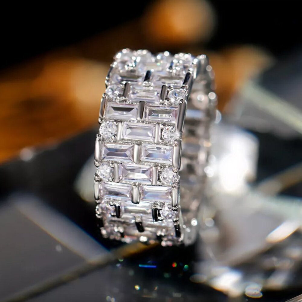NEW 925 Sterling Silver Diamond Ring Band - Picture 3 of 6